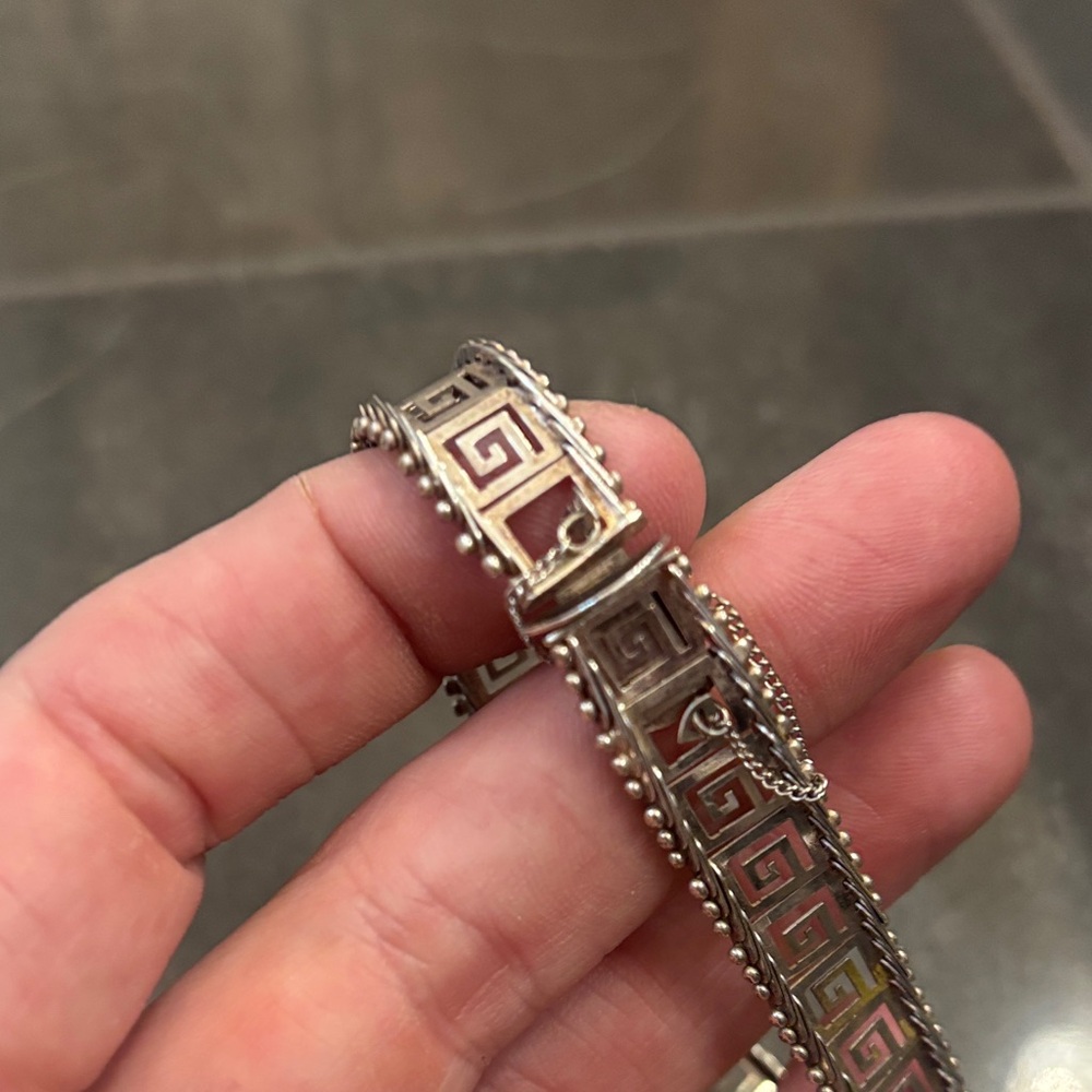 Silver Geometric Pattern Bracelet - Picture 8 of 12